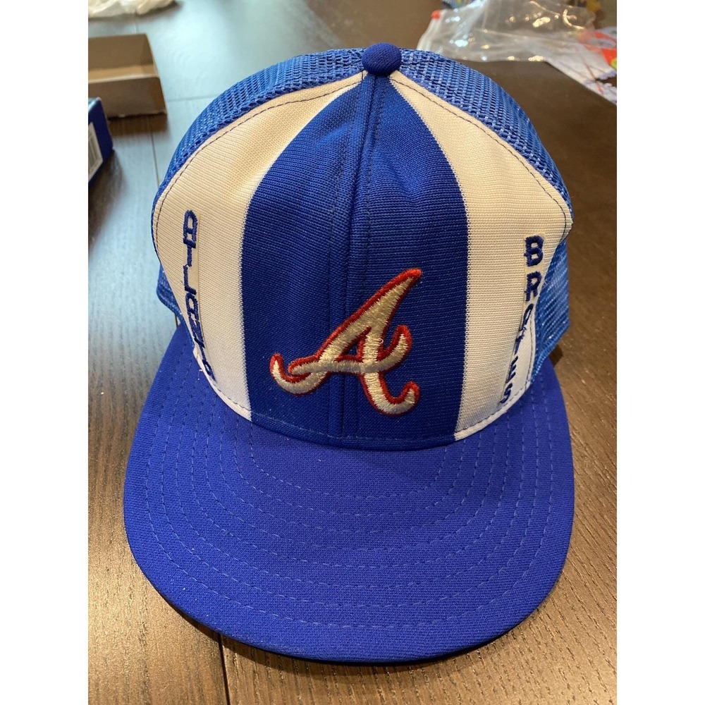 Vintage‎ 80s ATLANTA BRAVES Embroidered ADJ Lucky Stripes snapback hat cap Rare